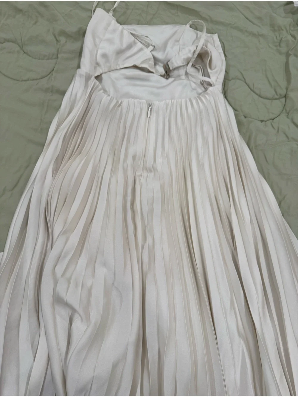 A&F Strapless Pleated Maxi Dress in Off-White
